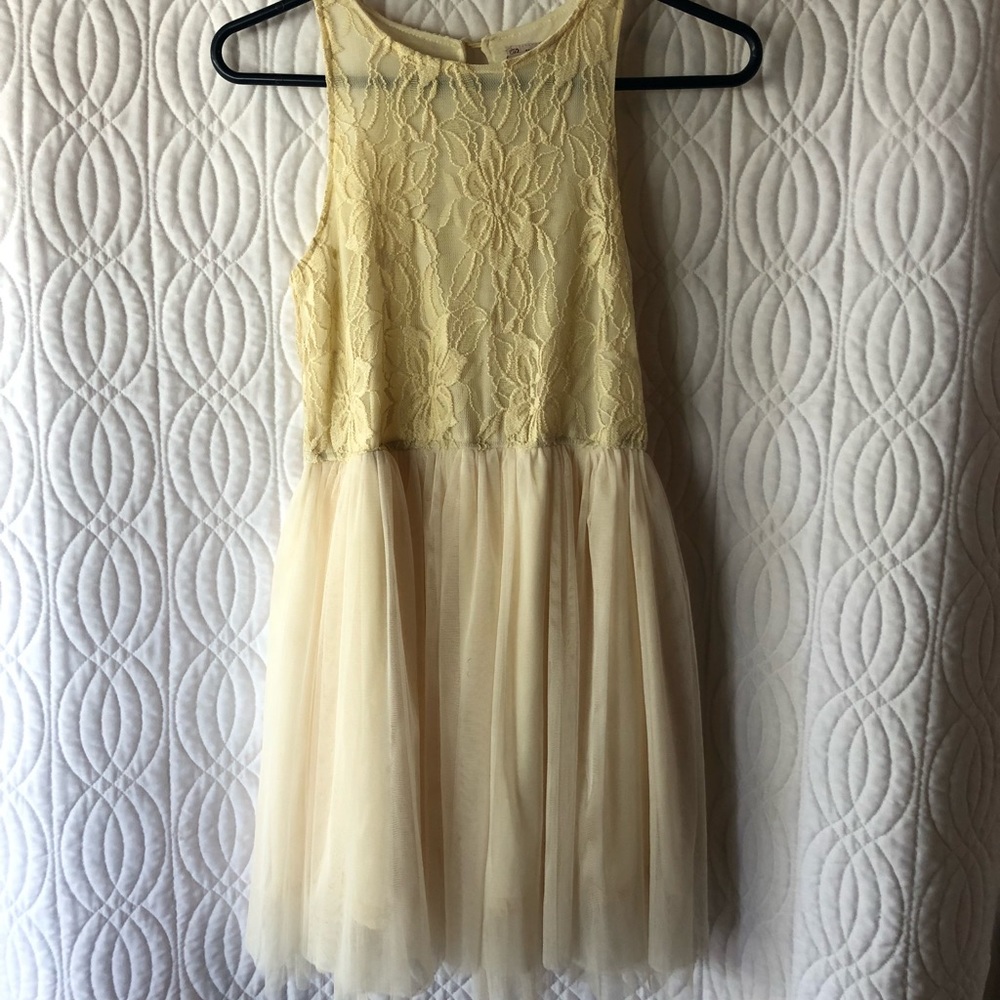 Cream Dress with Tulle Skirt. Size Medium.